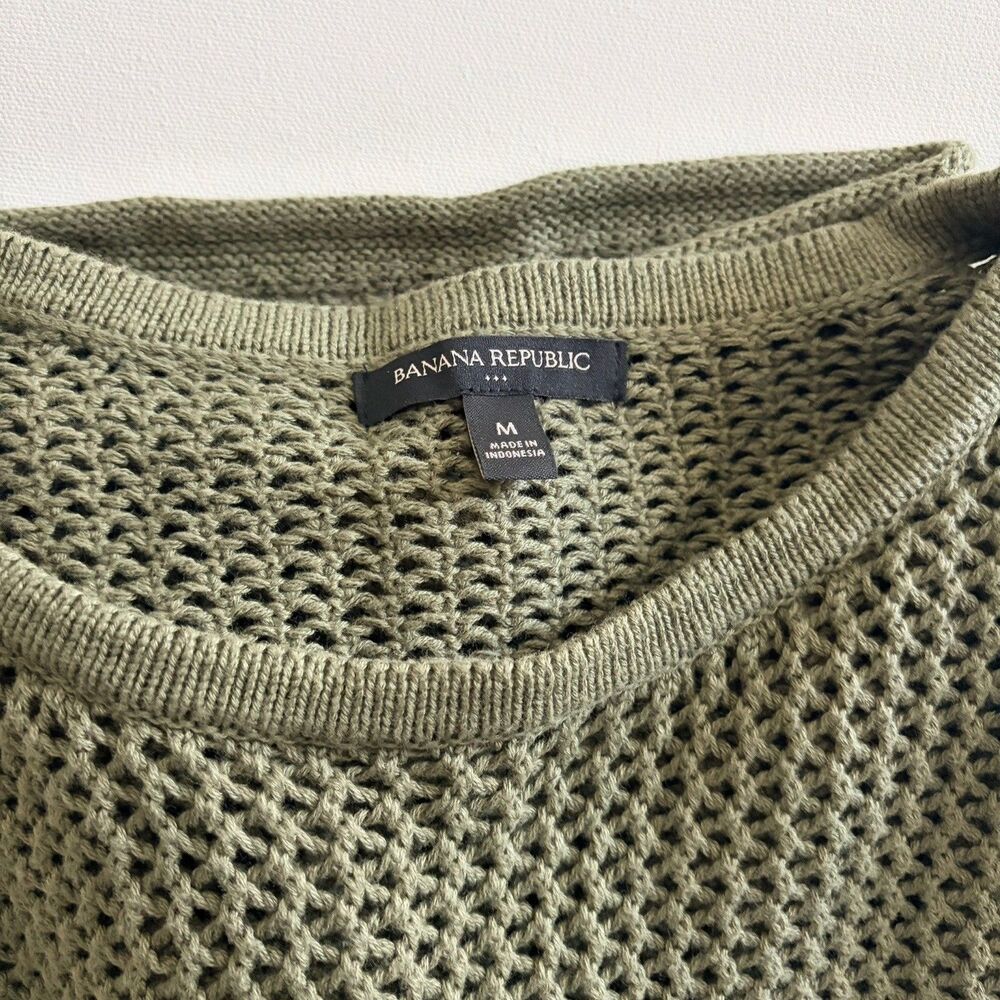 Banana Republic Women’s Open Stitch Knit Sweater Vegan Green Size Medium - Picture 11 of 12
